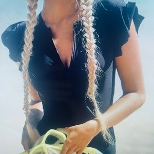 Womens Swim suit,Bathing suit or Bodysuit one piece with quarter zip front